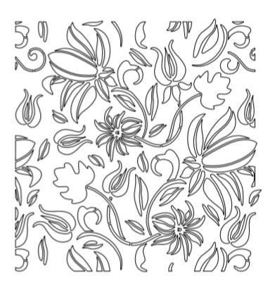 Stencil floral de hojas y vegetación aplicado en pared